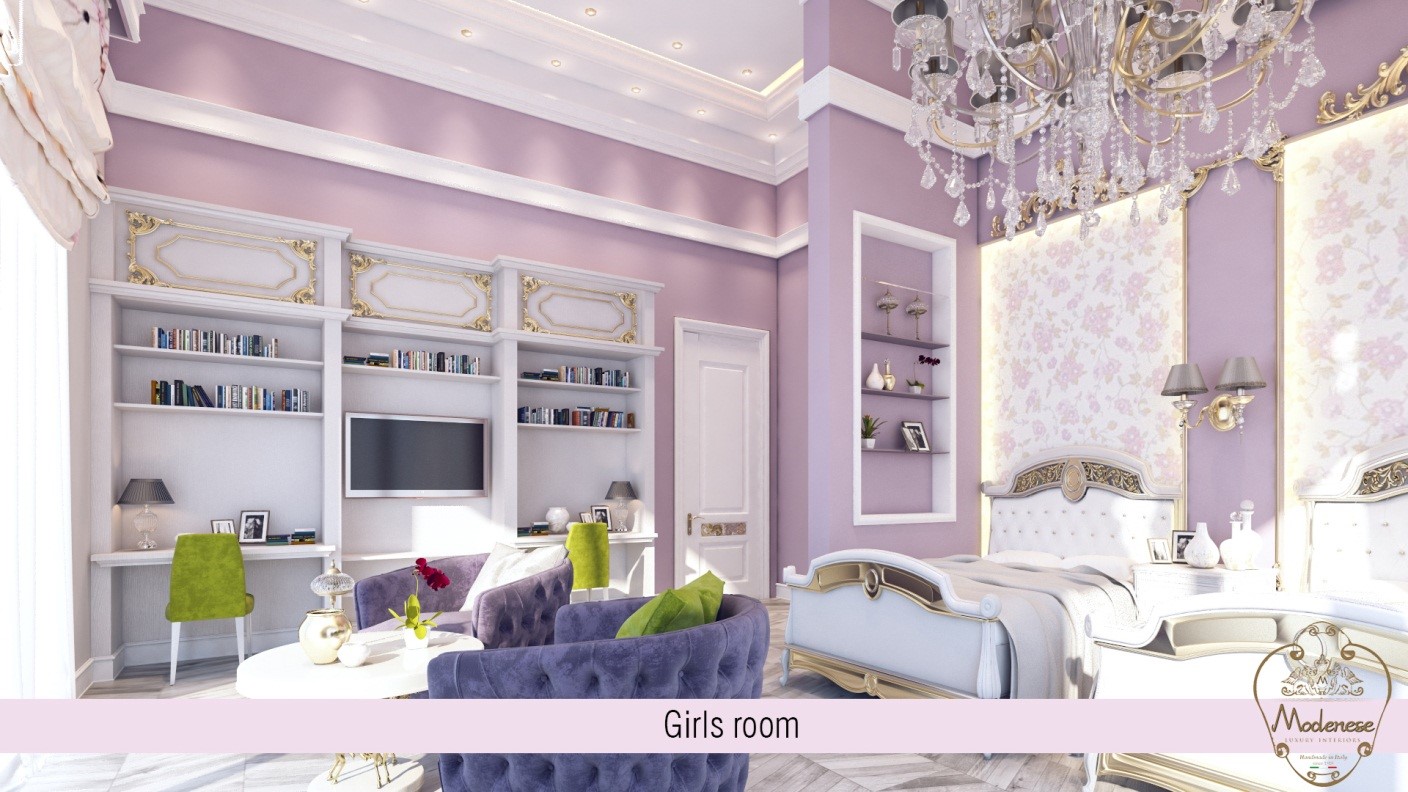 GIRLS' PINK BEDROOM DESIGN ⋆ Luxury Italian Classic Furniture